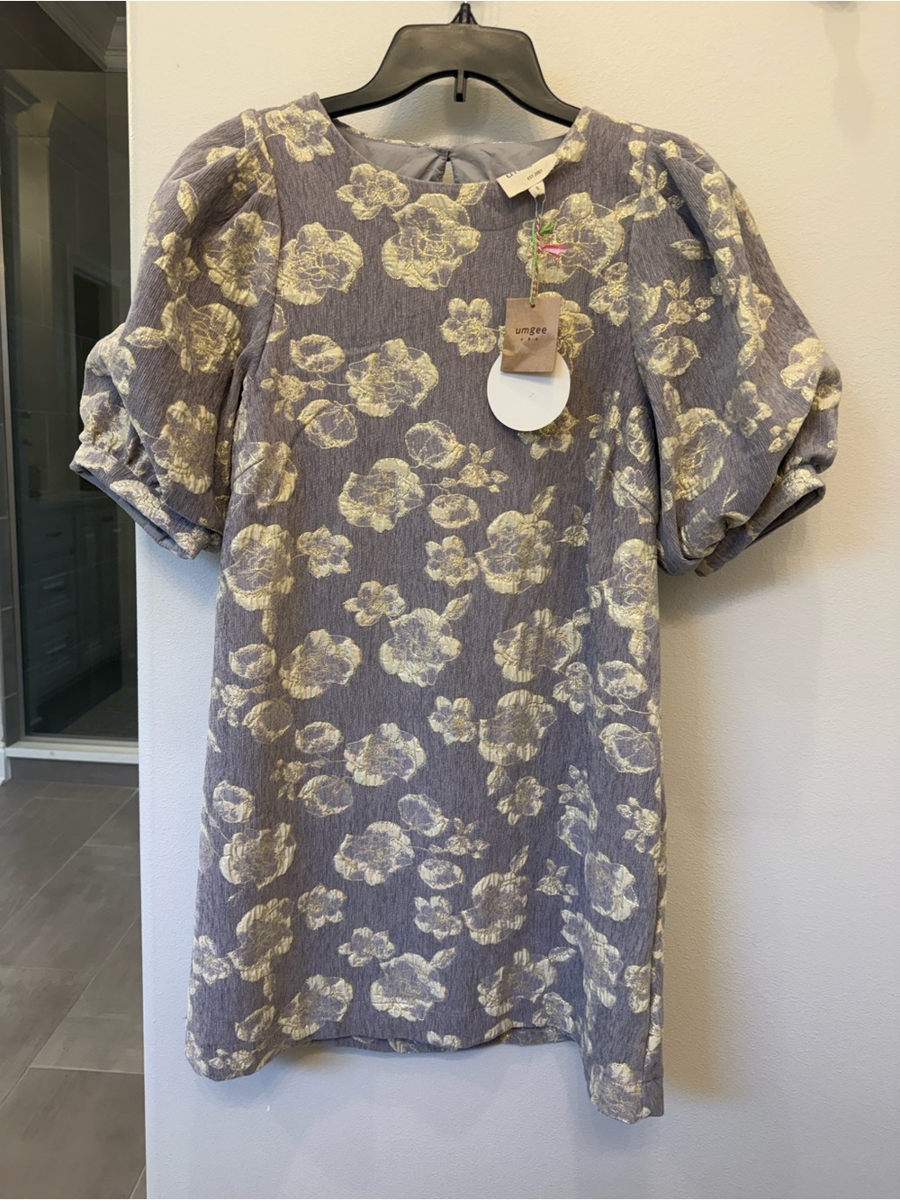 Umgee Lavender Floral Puff Sleeve Casual Dress
